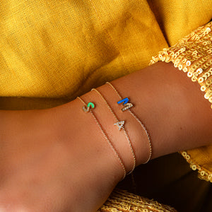 Enamel Gold and Diamond Letter Bracelet
