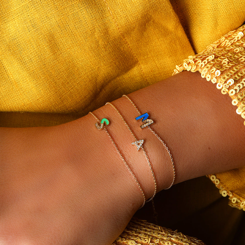 Gold and Diamond Letter Bracelet