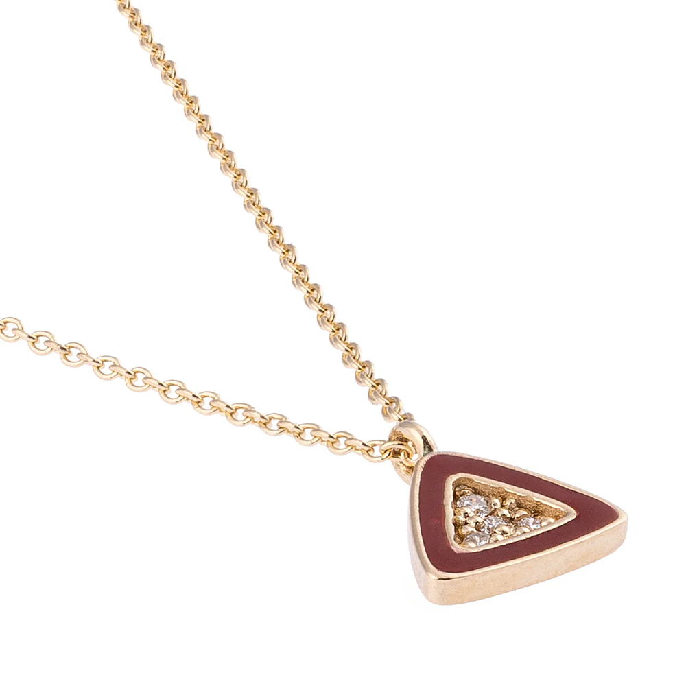 Üçgen Mineli ve Pırlanta Taşlı Kolye