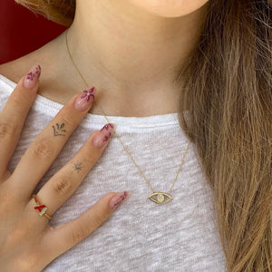 Büyük Göz Pırlanta Taşlı Kolye