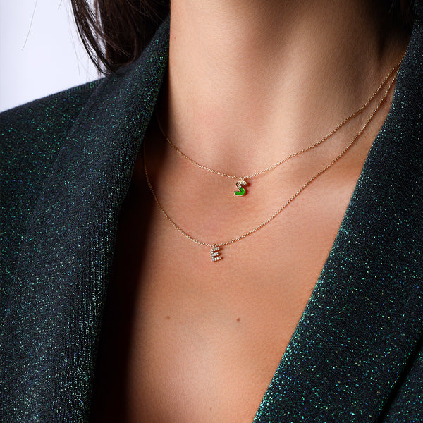 Mineli Altın ve Pırlanta Harf Kolye