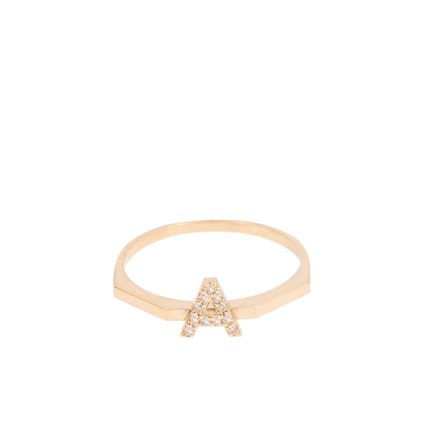 Gold and Diamond Letter Ring