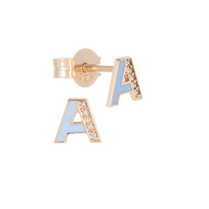 Enamel Gold and Diamond Letter Earrings