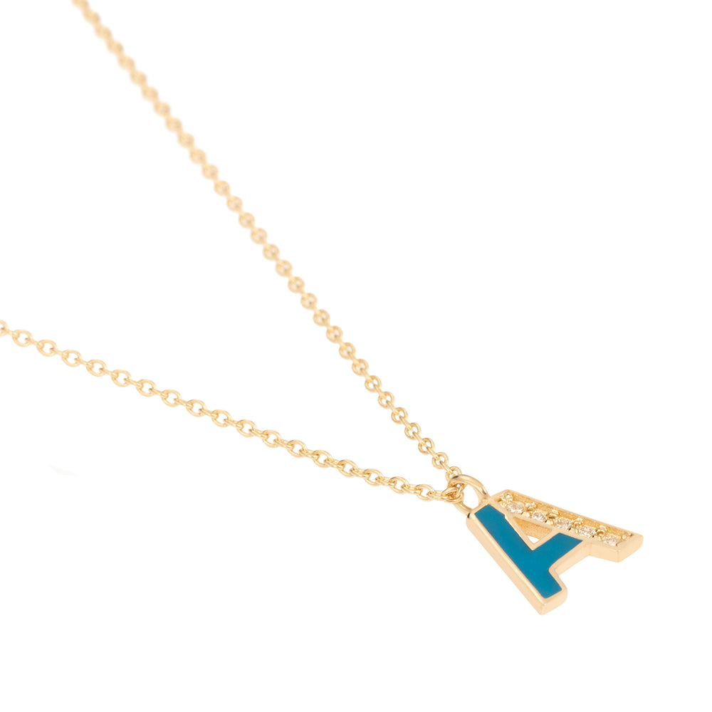 Mineli Altın ve Pırlanta Harf Kolye