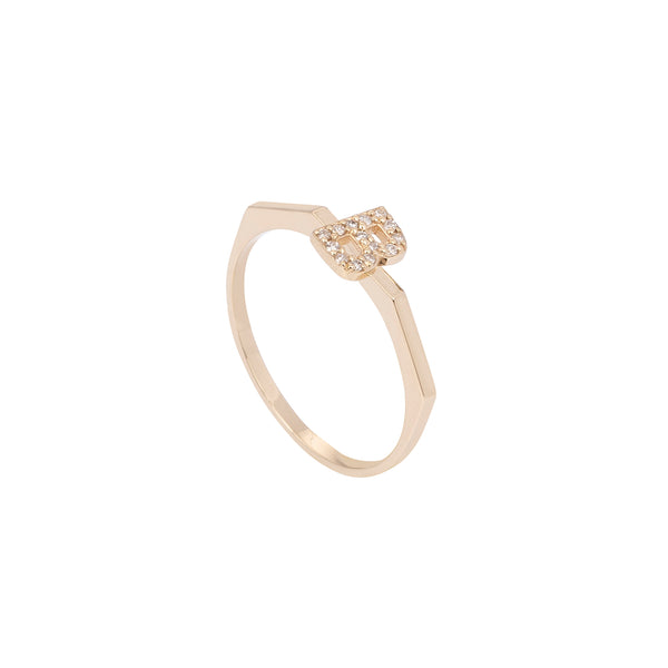 Gold and Diamond Letter Ring