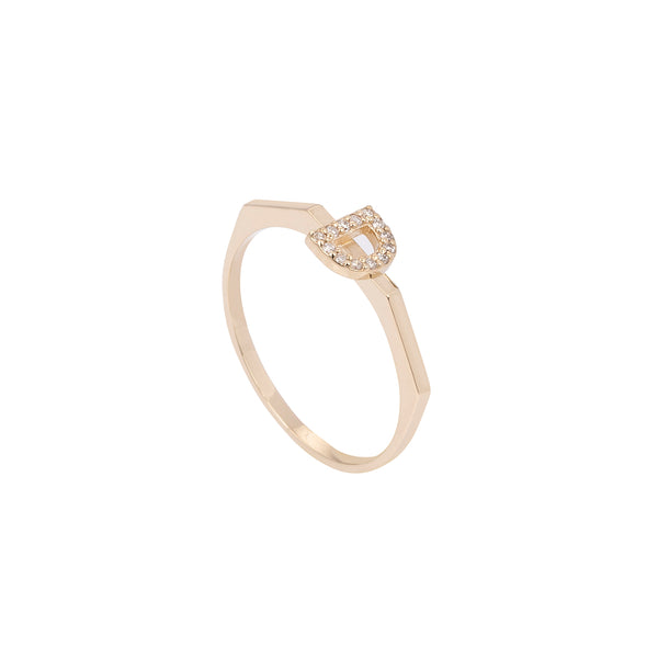 Gold and Diamond Letter Ring