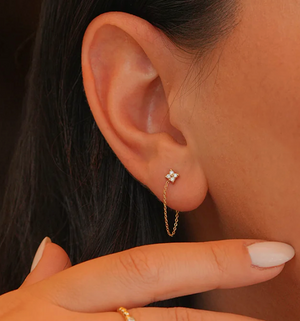 Pırlanta Taşlı Çiçek Küpe