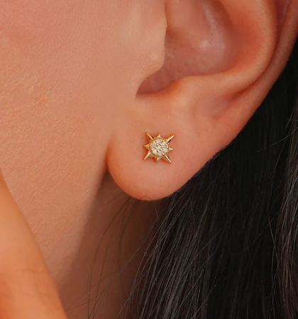 Pırlanta Taşlı Güneş Küpe