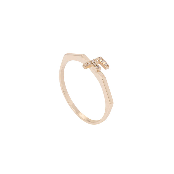 Gold and Diamond Letter Ring