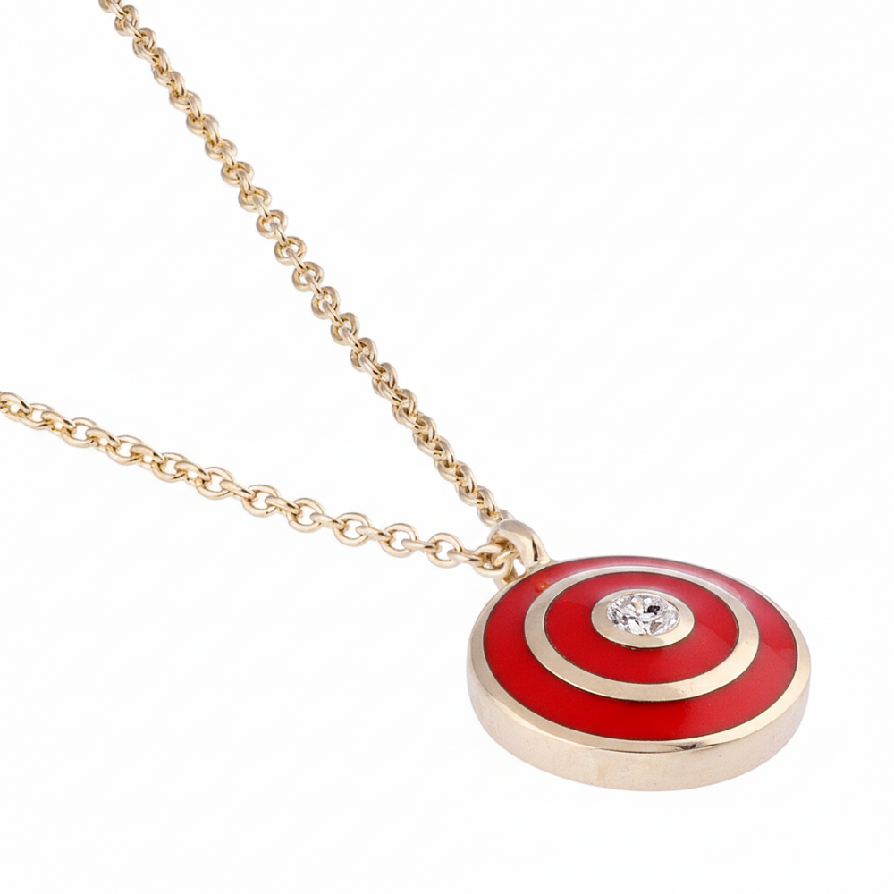 Yuvarlak Mineli ve Pırlanta Taşlı Kolye