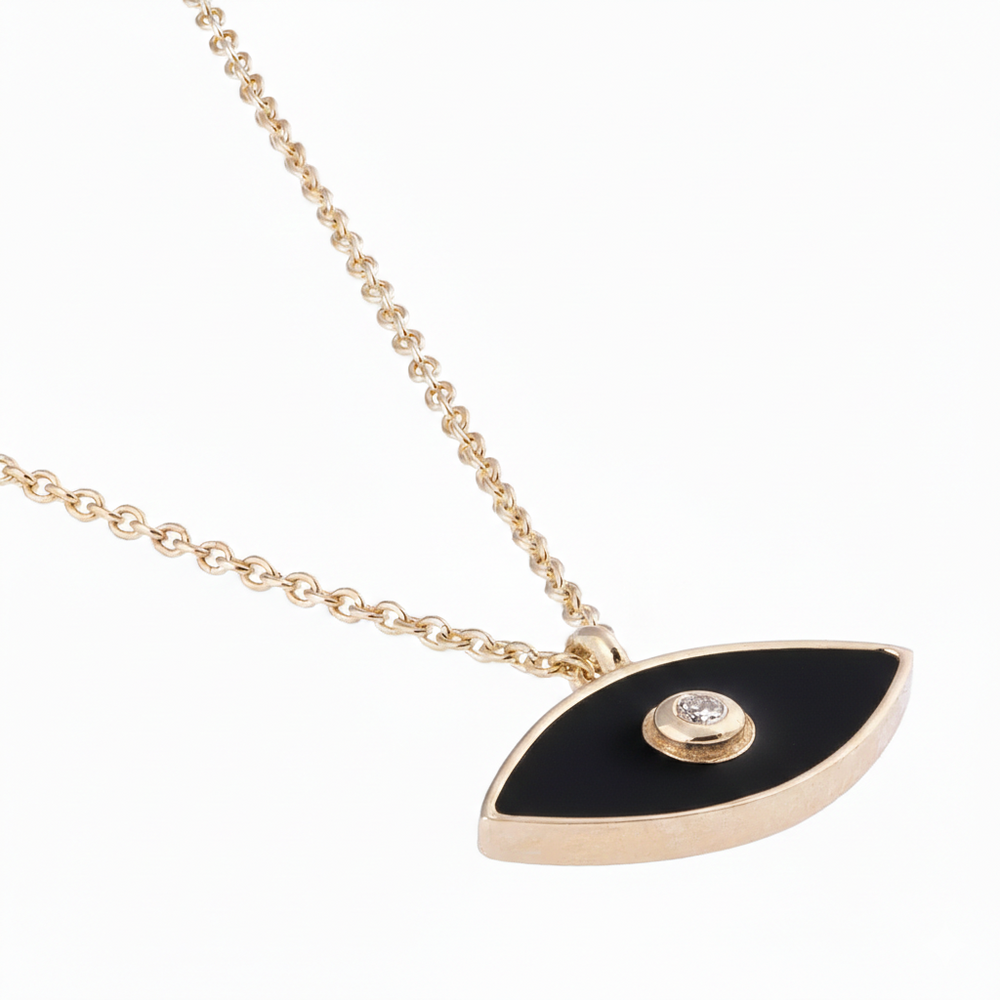 Göz Mineli ve Pırlanta Taşlı Kolye