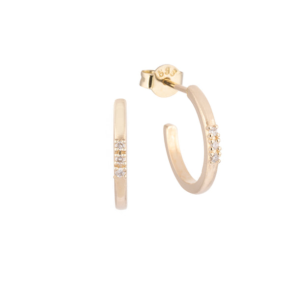 Pırlanta Taşlı Yarım Halka Küpe