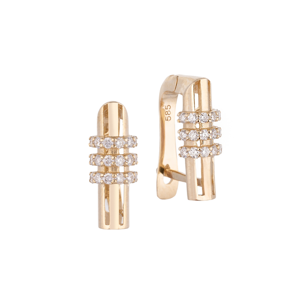 Pırlanta Taşlı Dikdörtgen Küpe