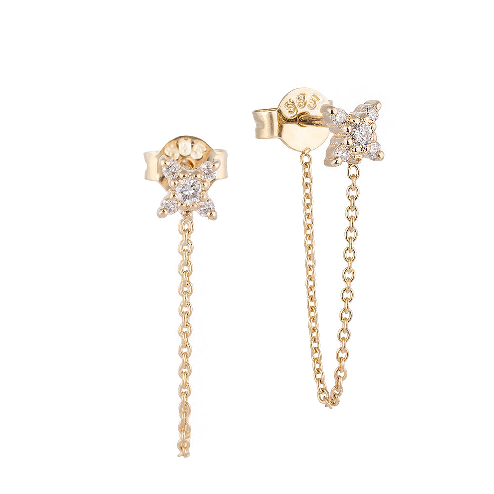 Pırlanta Taşlı Yıldız Küpe