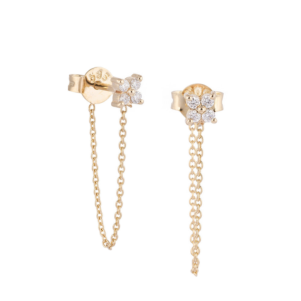 Pırlanta Taşlı Çiçek Küpe