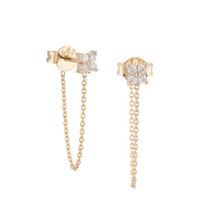 Pırlanta Taşlı Çiçek Küpe