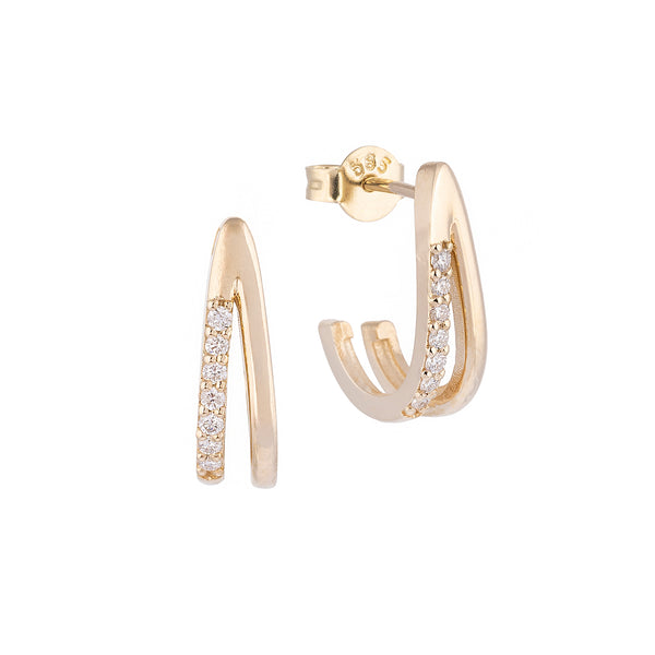 Pırlanta Taşlı İkili Küpe