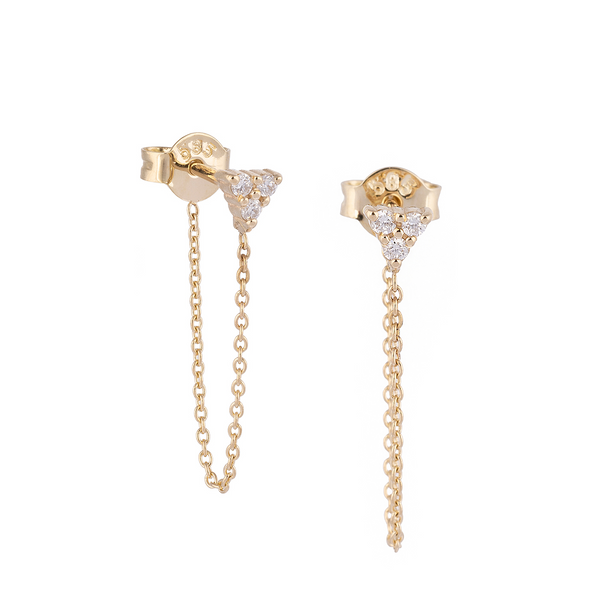 Pırlanta Taşlı Üçgen Küpe