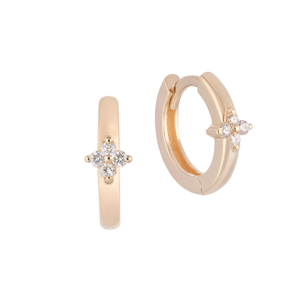 Halka Çiçek Pırlanta Küpe