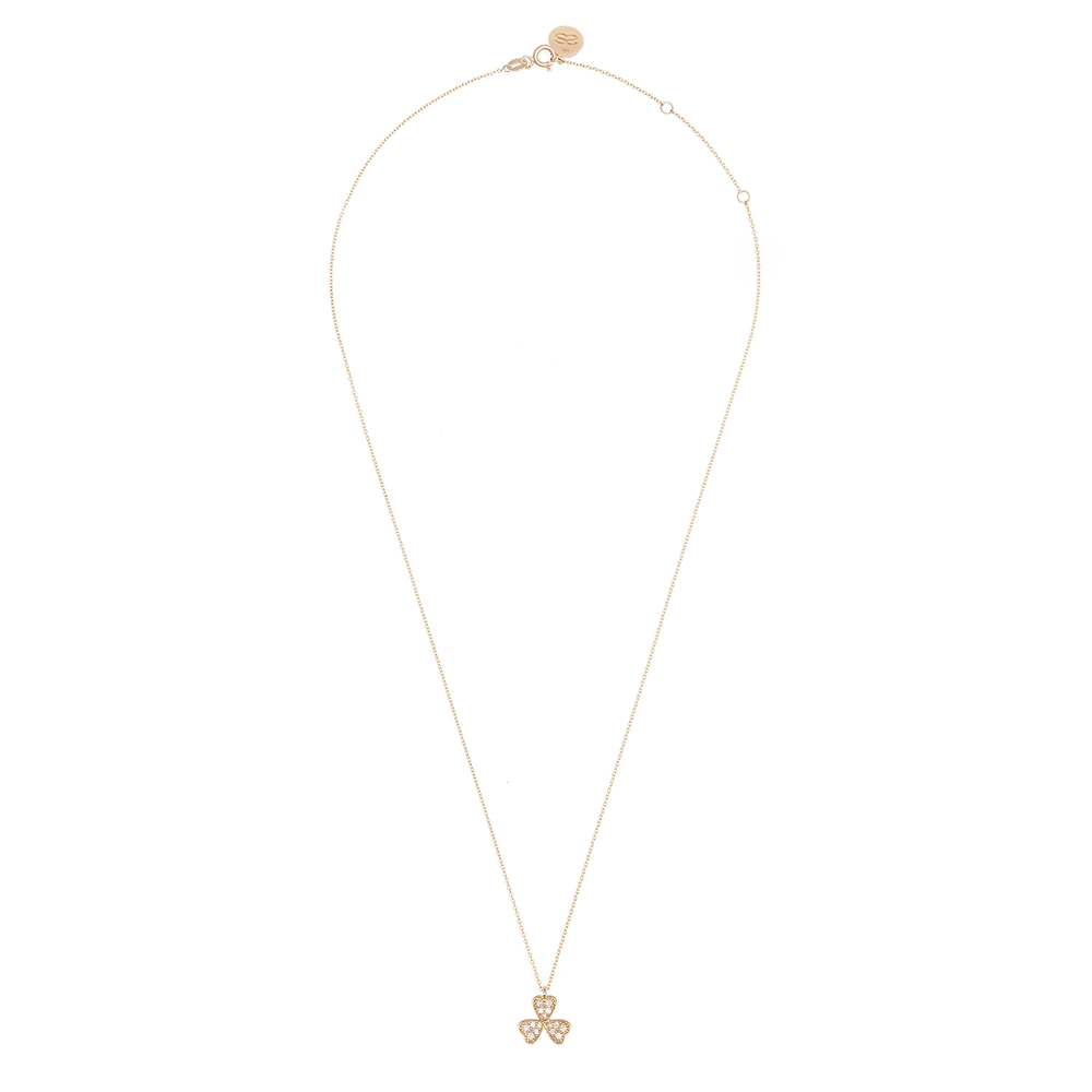 Yonca Pırlanta Taşlı Kolye