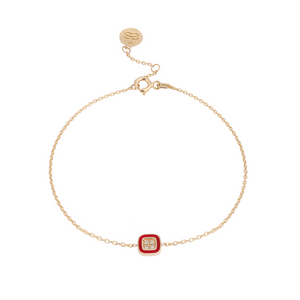 Square Enamel Bracelet with Diamonds