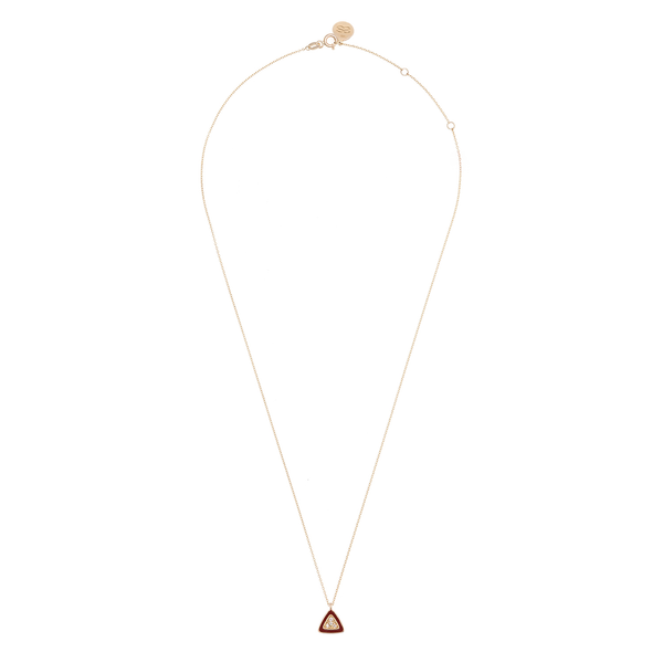 Üçgen Mineli ve Pırlanta Taşlı Kolye