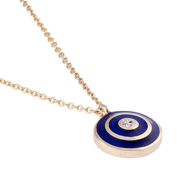 Yuvarlak Mineli ve Pırlanta Taşlı Kolye