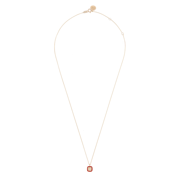 Kare Mineli ve Pırlanta Taşlı Kolye