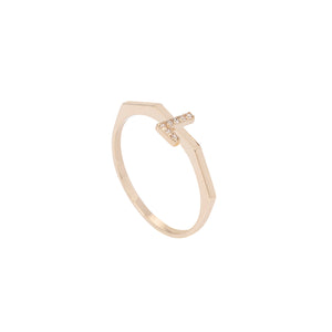 Gold and Diamond Letter Ring