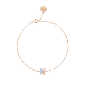 Enamel Gold and Diamond Letter Bracelet