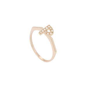 Gold and Diamond Letter Ring