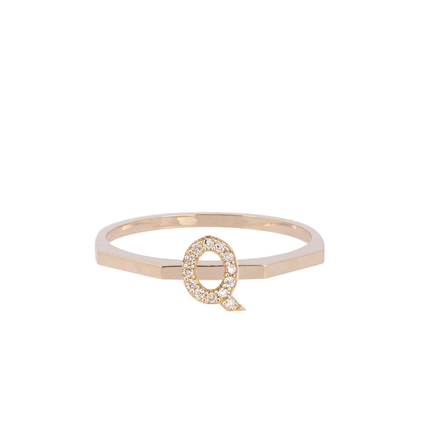 Gold and Diamond Letter Ring