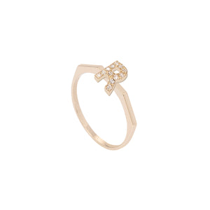 Gold and Diamond Letter Ring