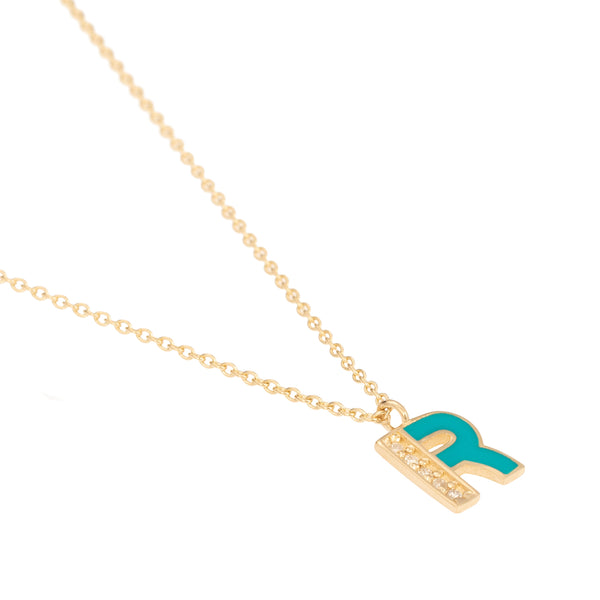 Mineli Altın ve Pırlanta Harf Kolye