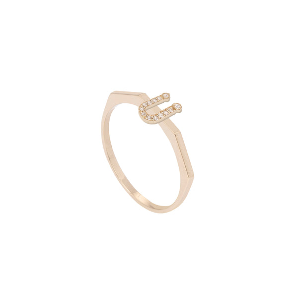 Gold and Diamond Letter Ring