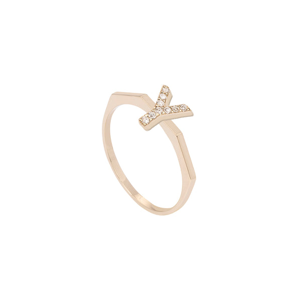 Gold and Diamond Letter Ring